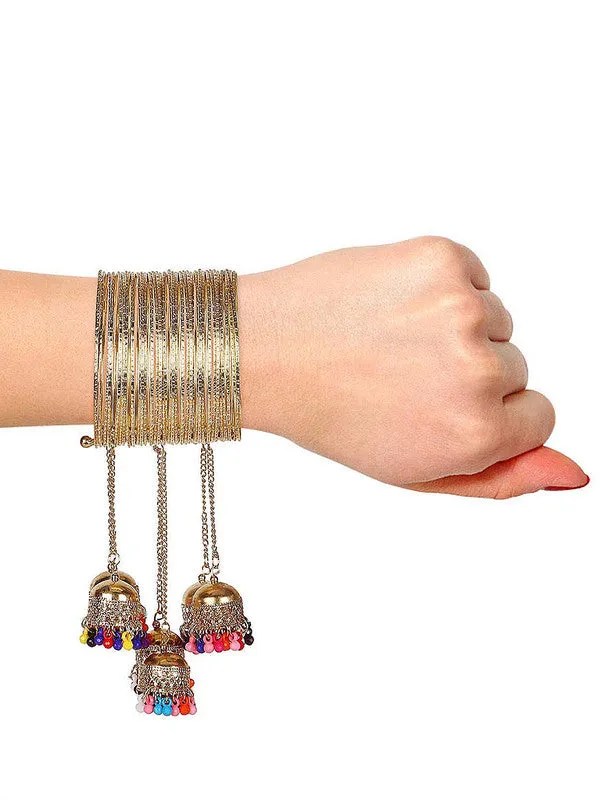 Combo of Golden Mirror Jhumki and Bangle Bracelet