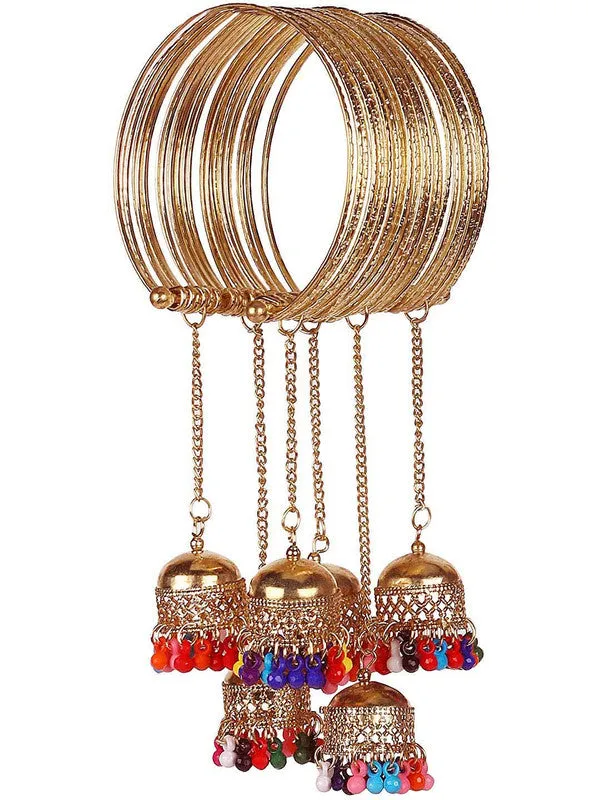 Combo of Golden Mirror Jhumki and Bangle Bracelet