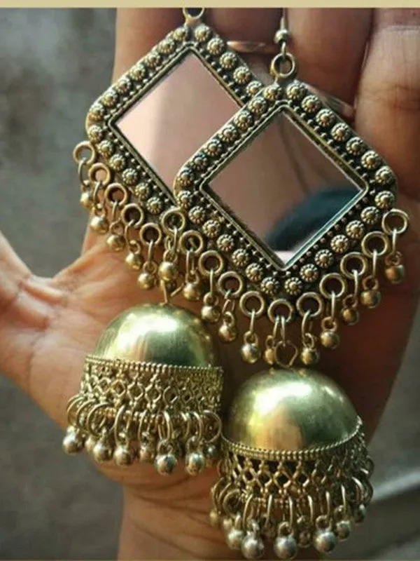 Combo of Golden Mirror Jhumki and Bangle Bracelet