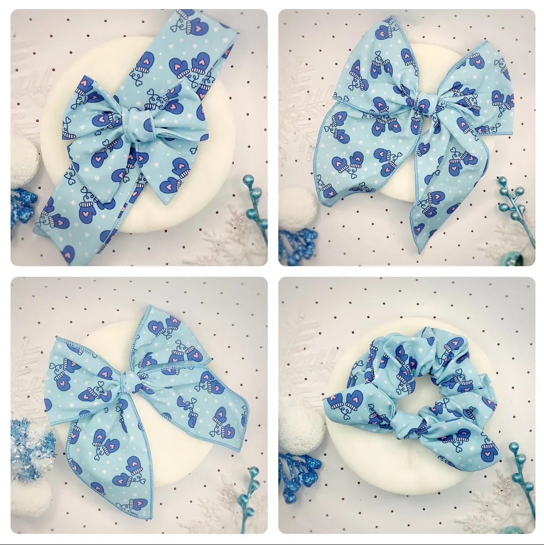 Cozy Mittens Bow Strip and Scrunchie Collection