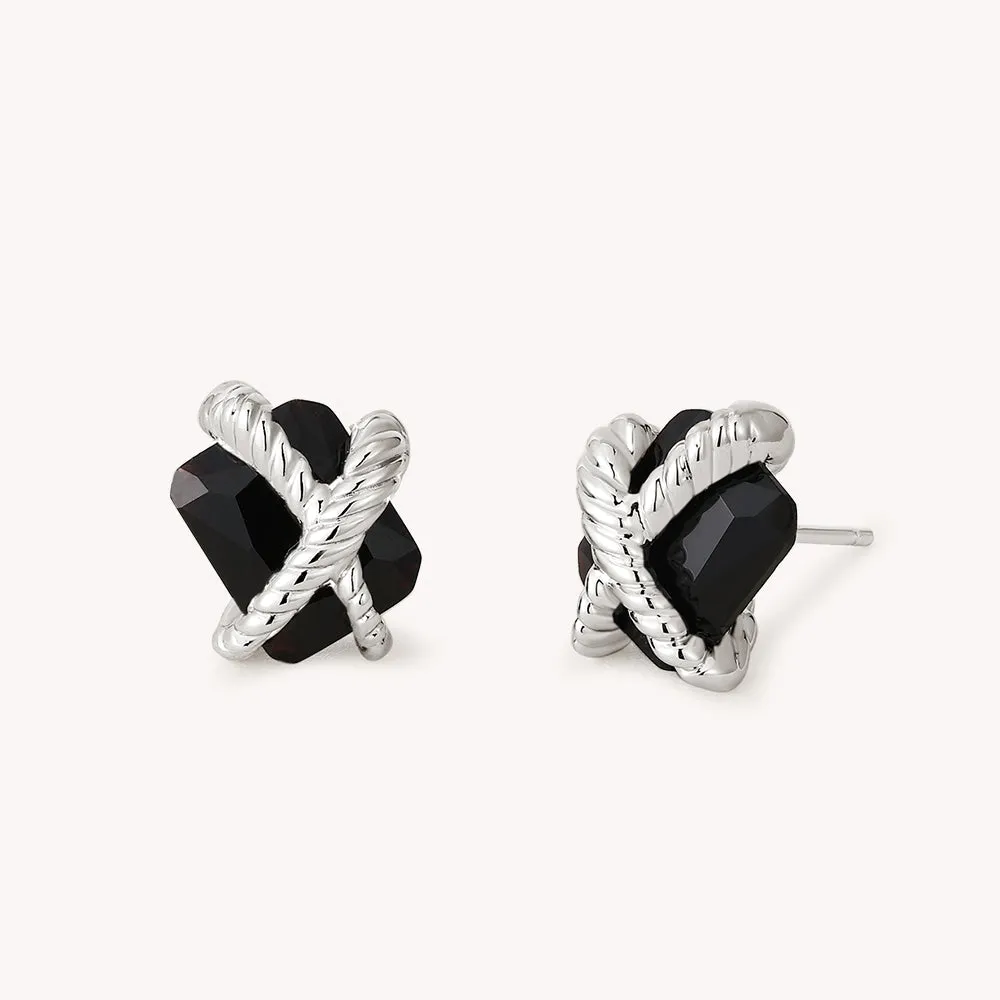 Cubic Zirconia Woven Sugar Cube Studs