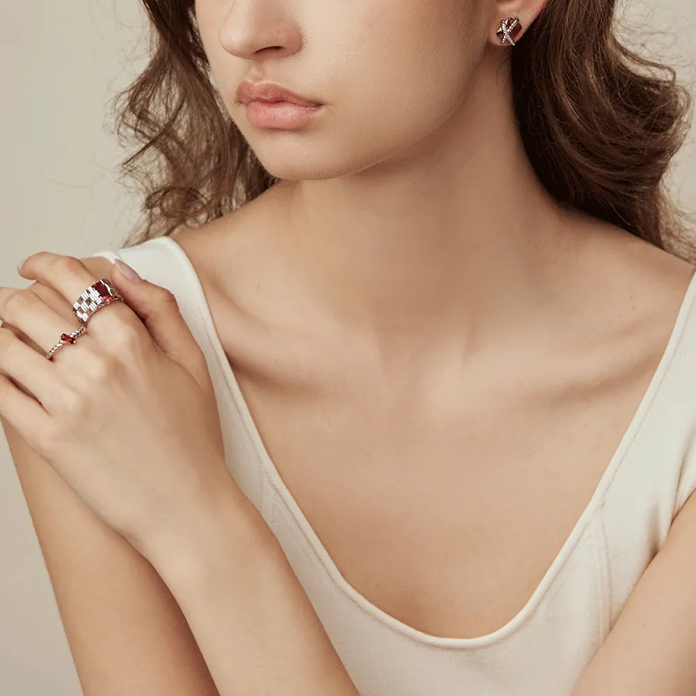 Cubic Zirconia Woven Sugar Cube Studs