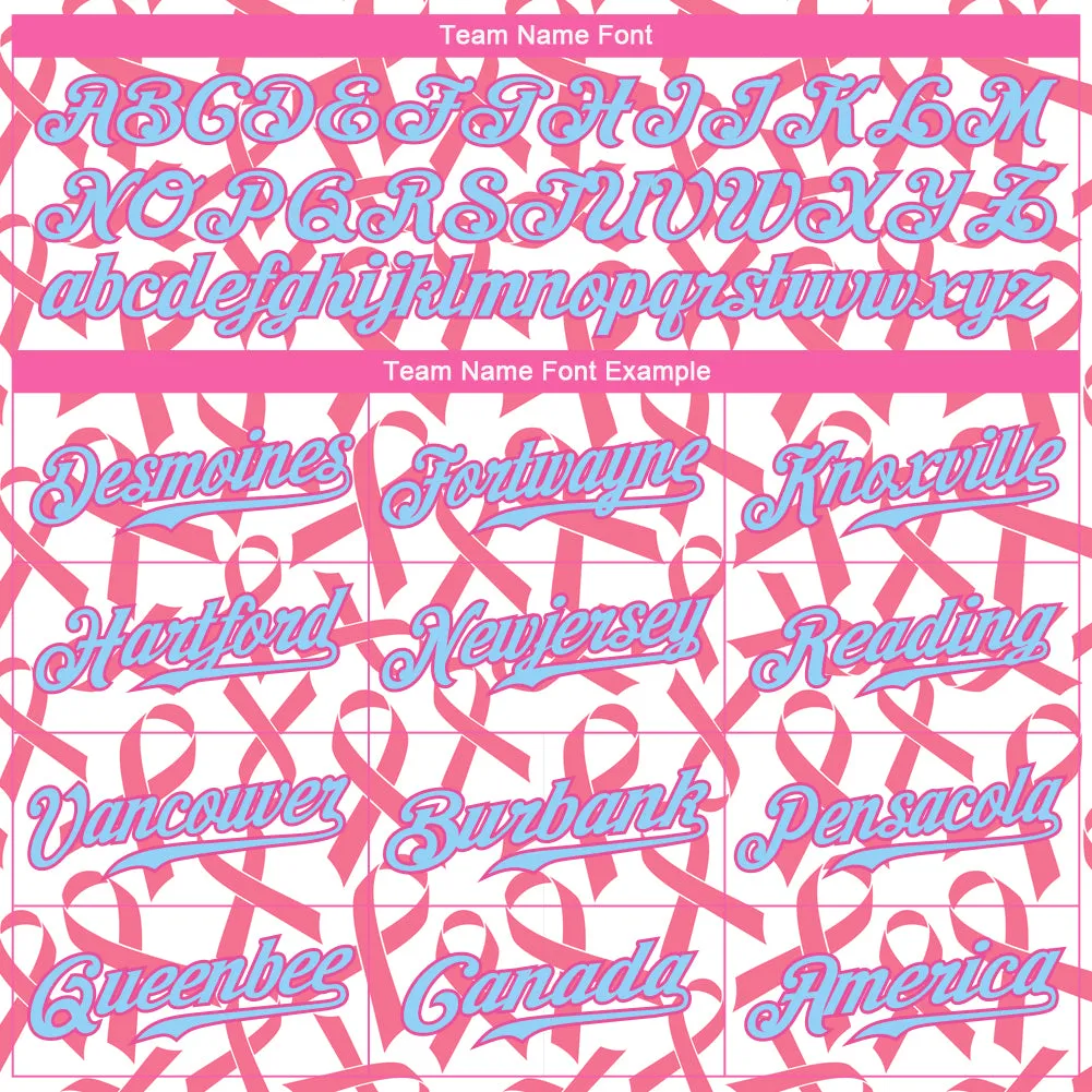 Custom Pink Light Blue-Pink 3D Pattern Design Breast Cancer Authentic Baseball Jersey