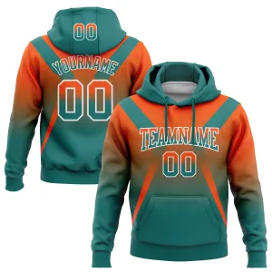 Custom Stitched Orange Teal-White Fade Fashion Arrow Sports Pullover Sweatshirt Hoodie