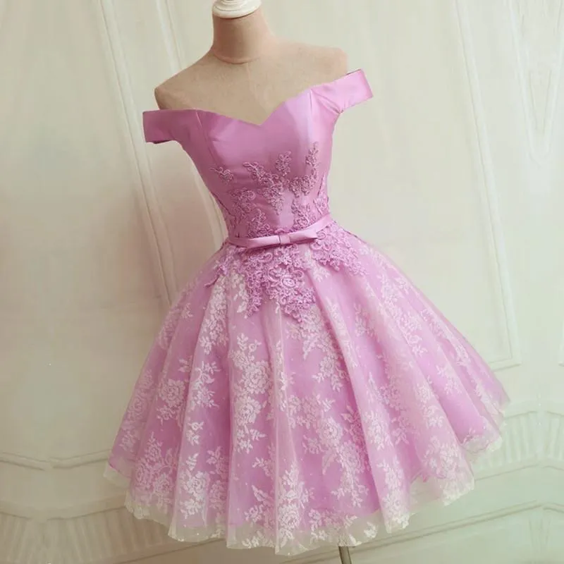 Cute Off the Shoulder Short Homecoming Dress, Lovely Prom Dress