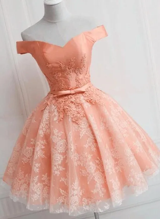 Cute Off the Shoulder Short Homecoming Dress, Lovely Prom Dress
