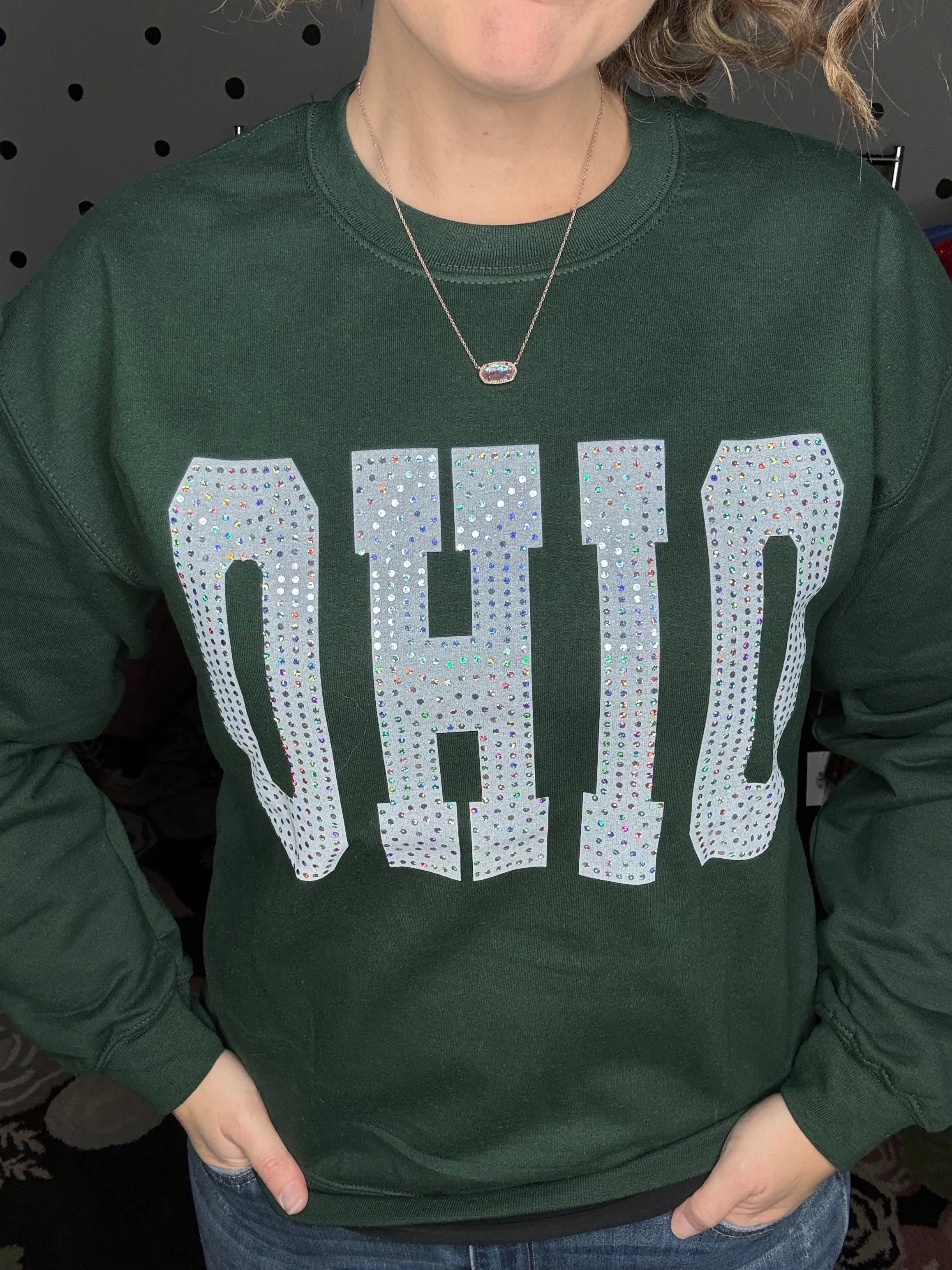 Dark Green OHIO Spangle Sweatshirt