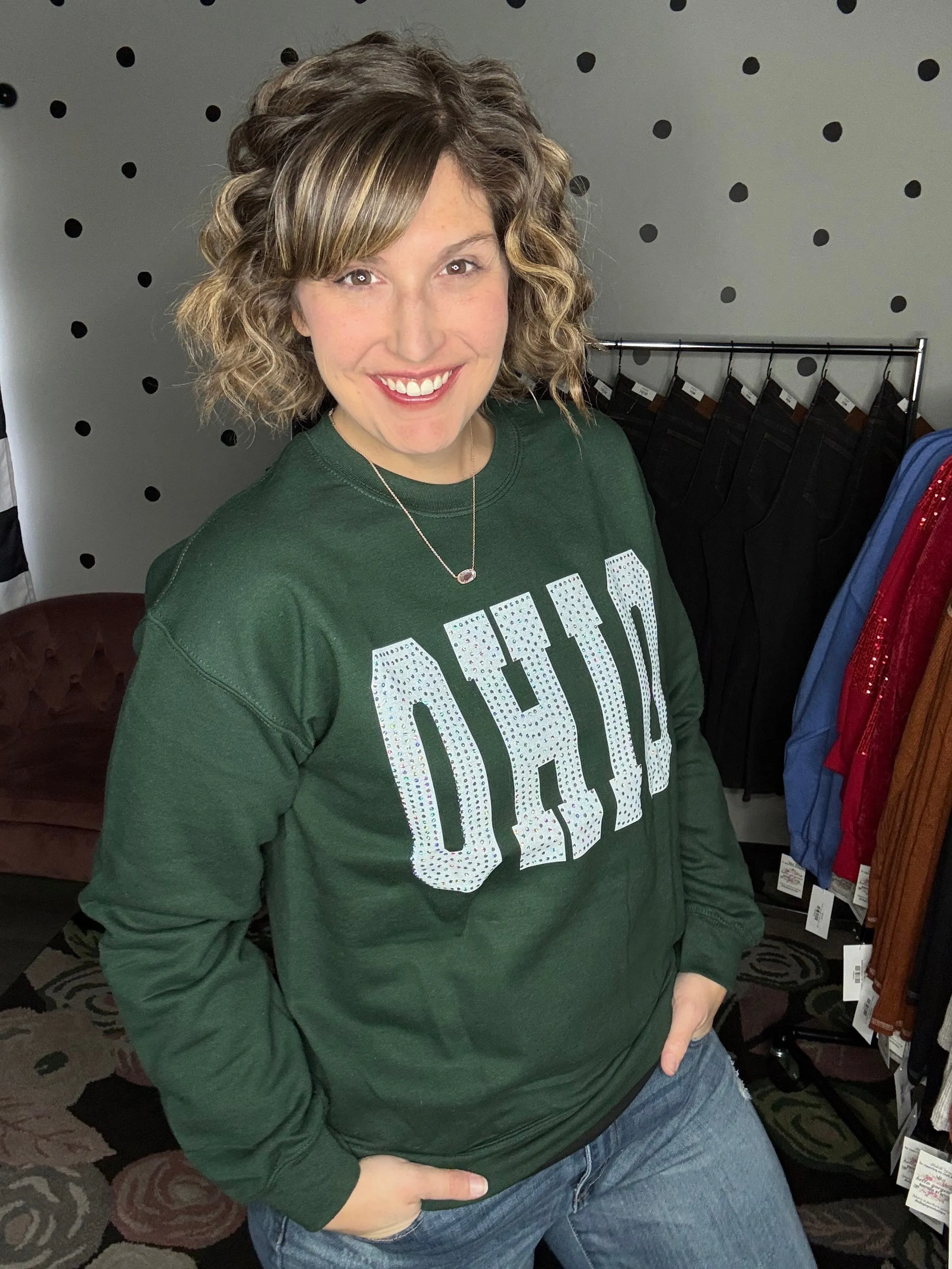 Dark Green OHIO Spangle Sweatshirt