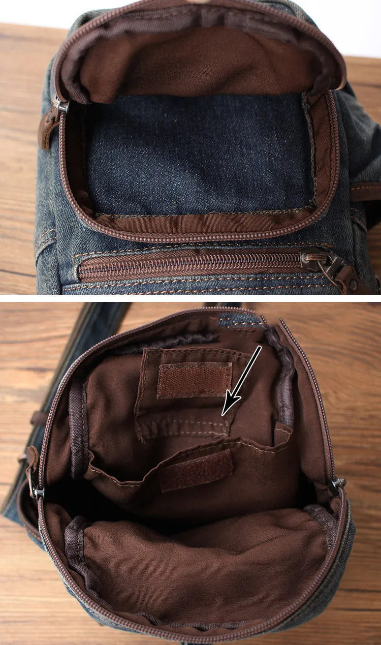 Denim Blue Womens Backpack School Backpack Bag Blue Denim Laptop Backpack For Men