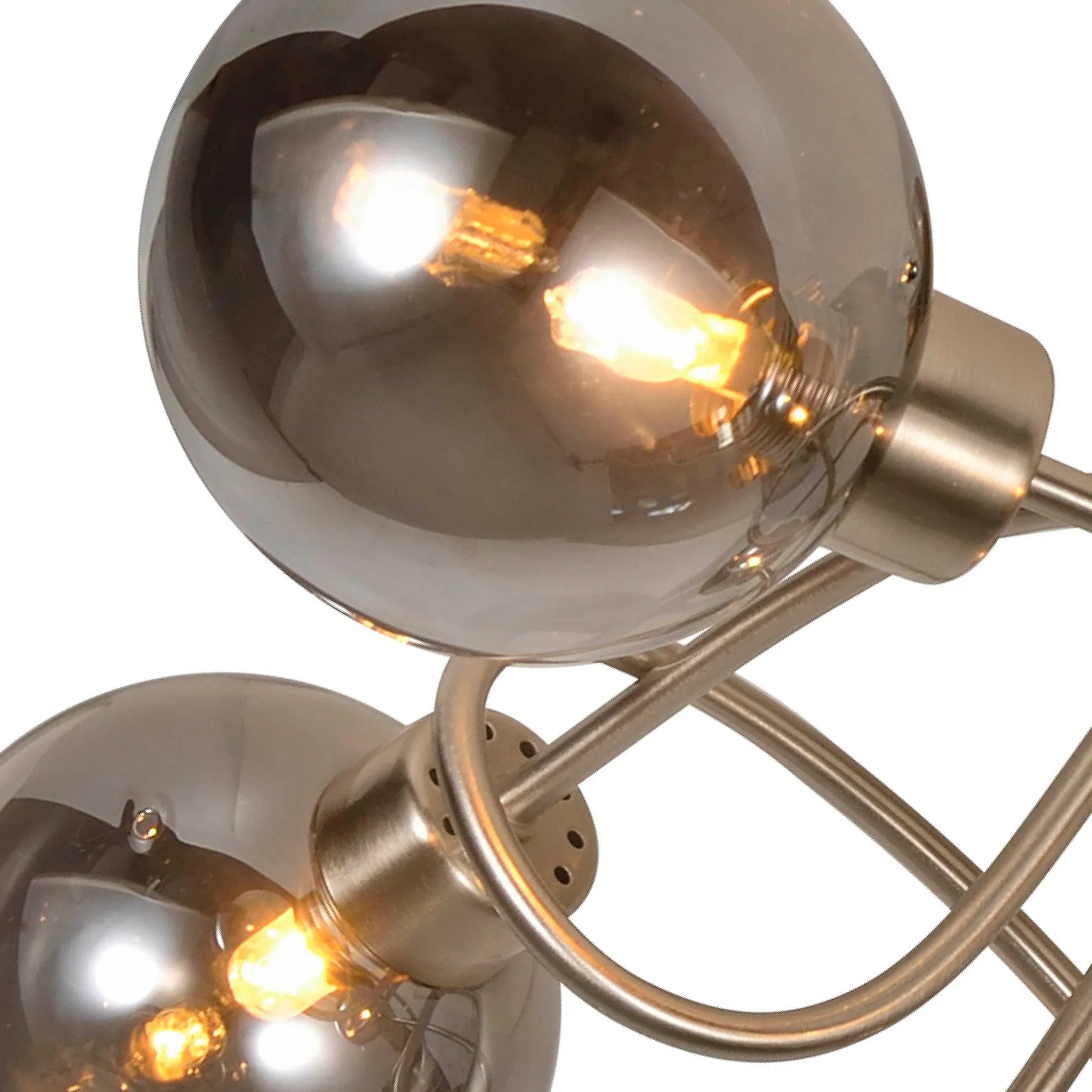 Denton 4 Light Semi Flush Satin Silver Smoke Glass Ceiling Light