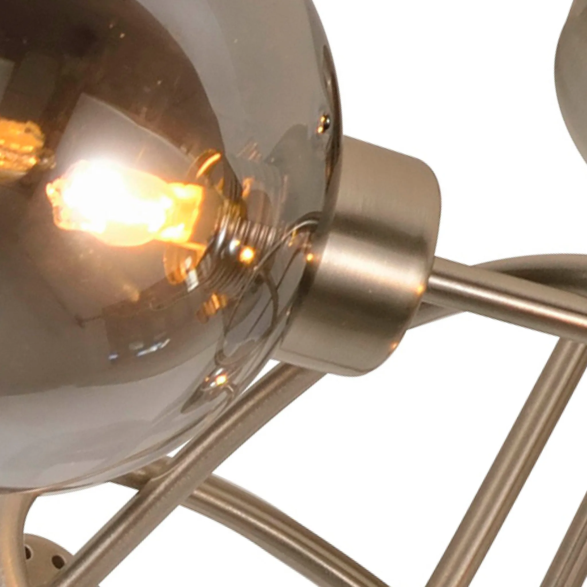 Denton 4 Light Semi Flush Satin Silver Smoke Glass Ceiling Light