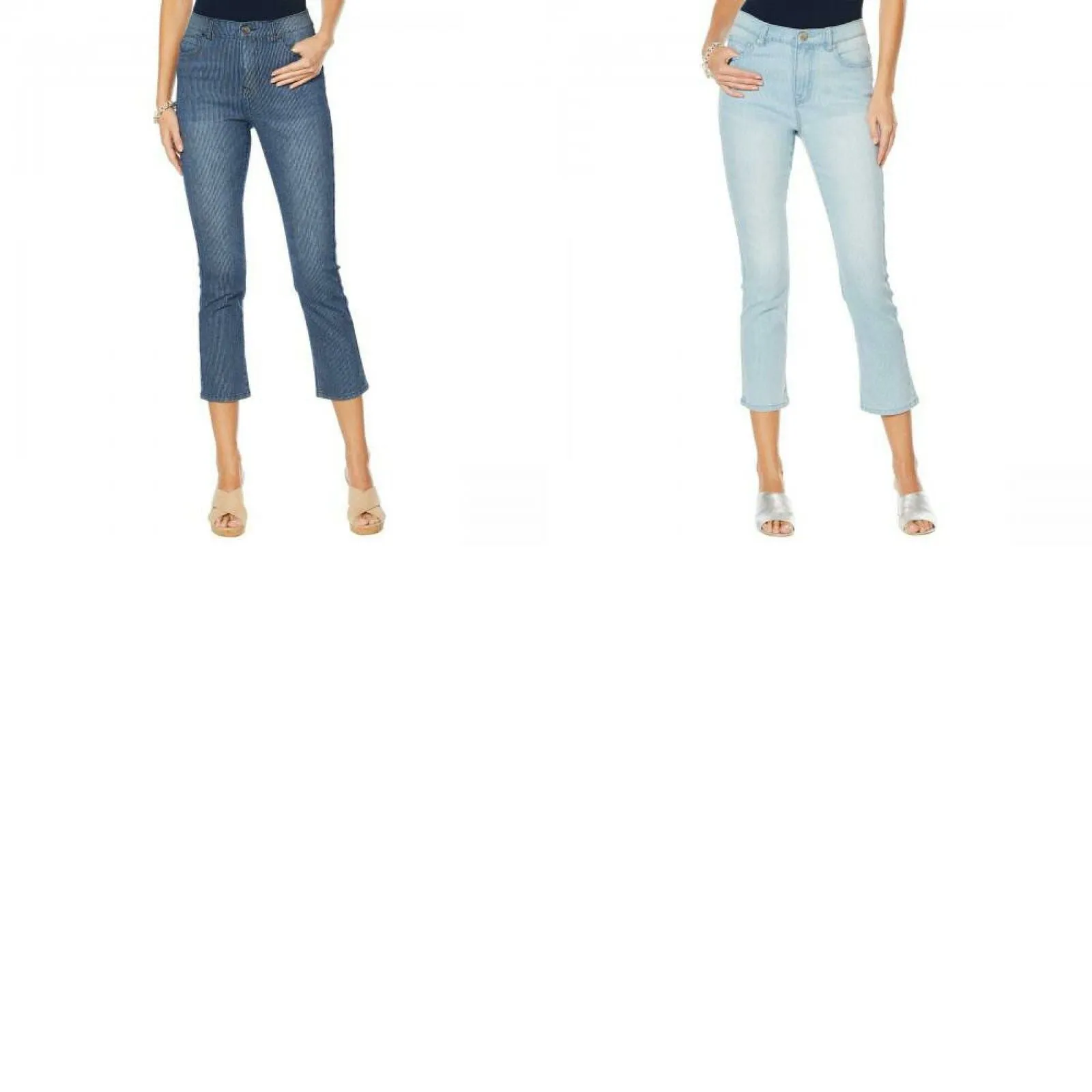 DG2 by Diane Gilman Women's Petite Classic Stretch Pinstripe Crop Jeans