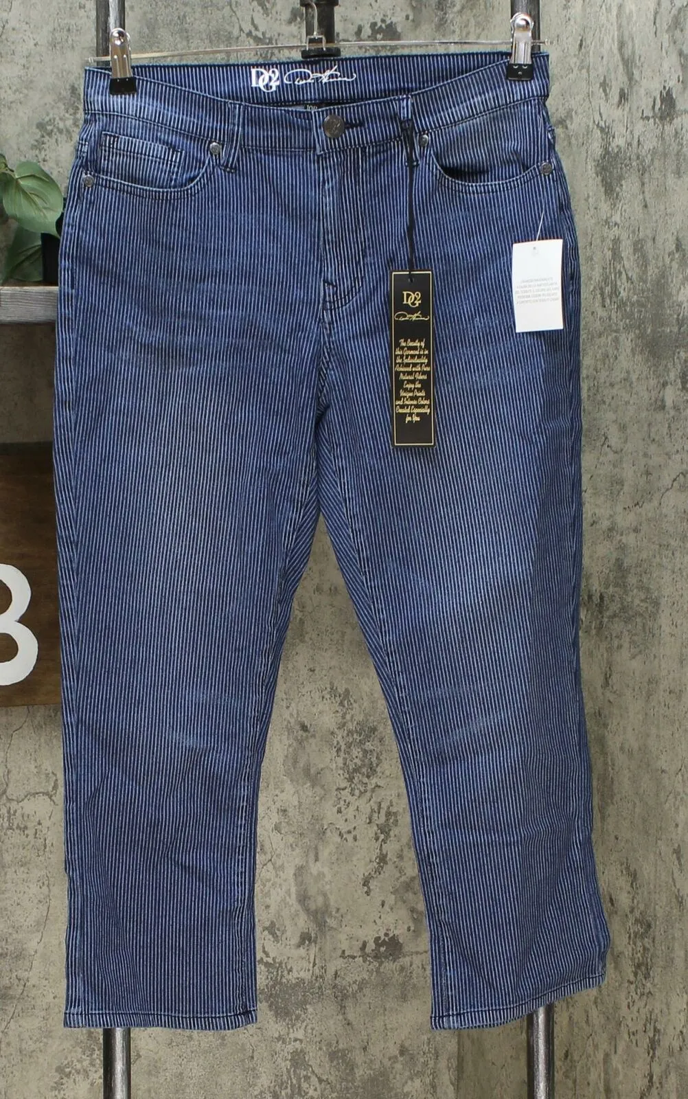 DG2 by Diane Gilman Women's Petite Classic Stretch Pinstripe Crop Jeans