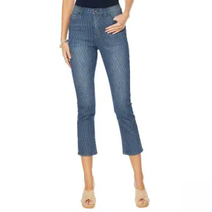 DG2 by Diane Gilman Women's Petite Classic Stretch Pinstripe Crop Jeans