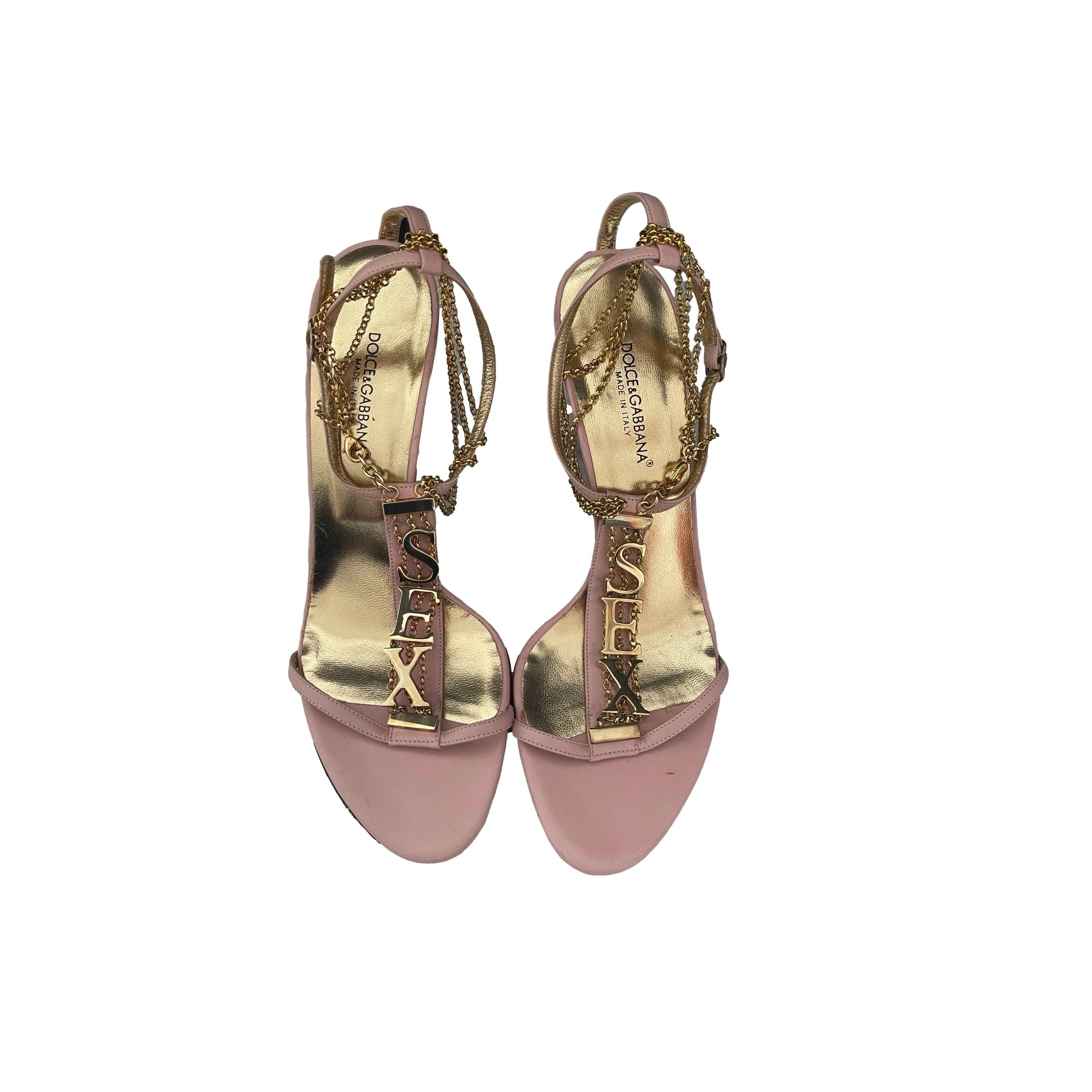 Dolce & Gabbana Light Pink SEX Chain Heels