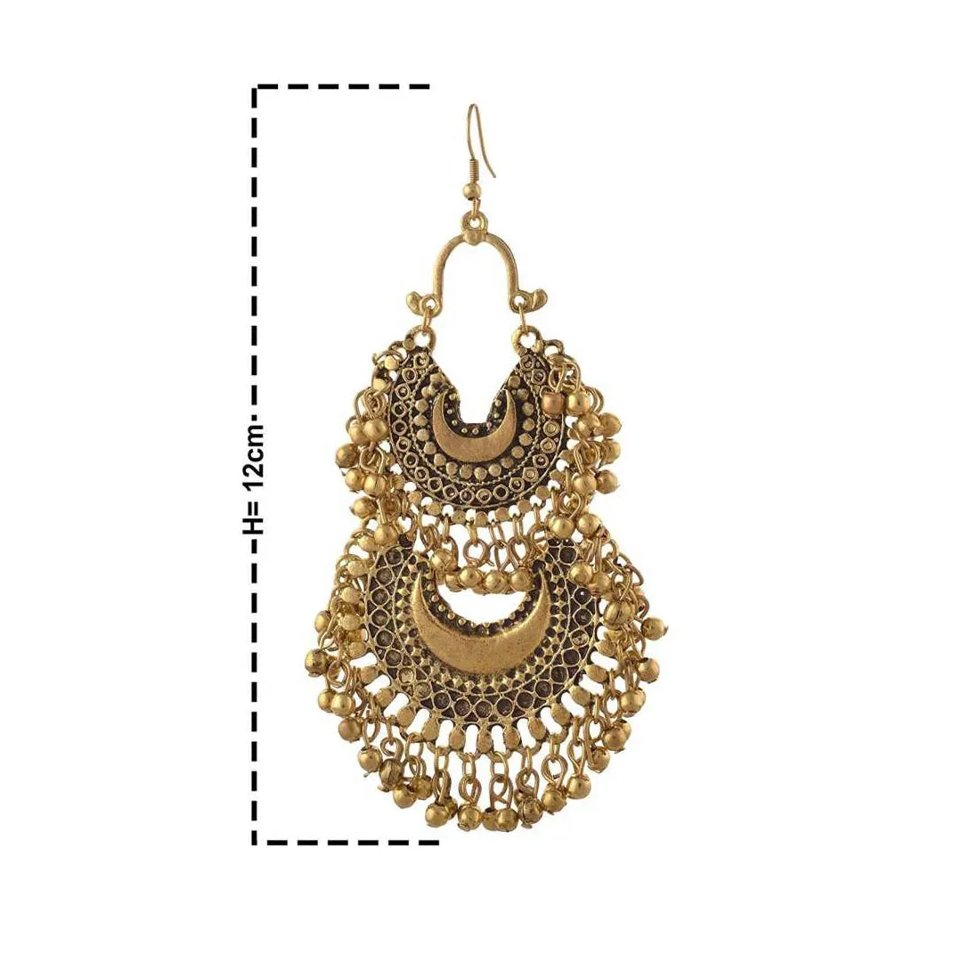 Double Layer Afghani Silver Chandbali Earrings
