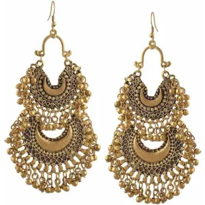 Double Layer Afghani Silver Chandbali Earrings