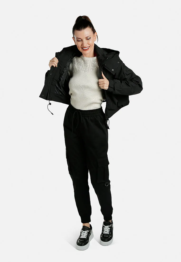 Drawstring Cropped Woven Jacket By RAG