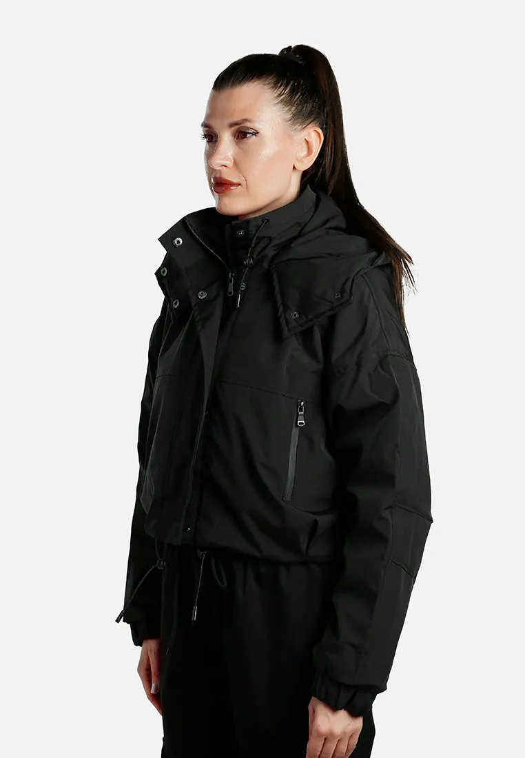 Drawstring Cropped Woven Jacket By RAG