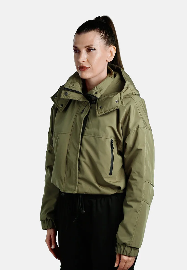 Drawstring Cropped Woven Jacket By RAG