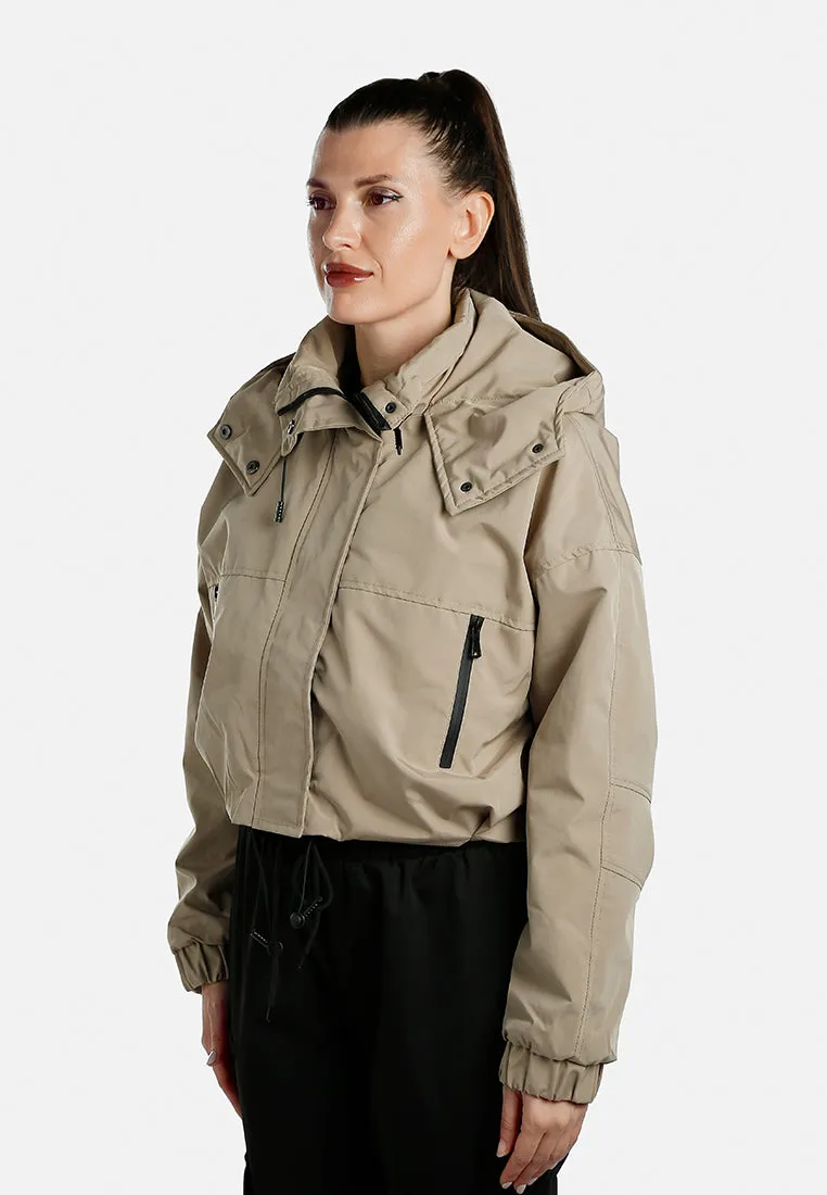 Drawstring Cropped Woven Jacket By RAG
