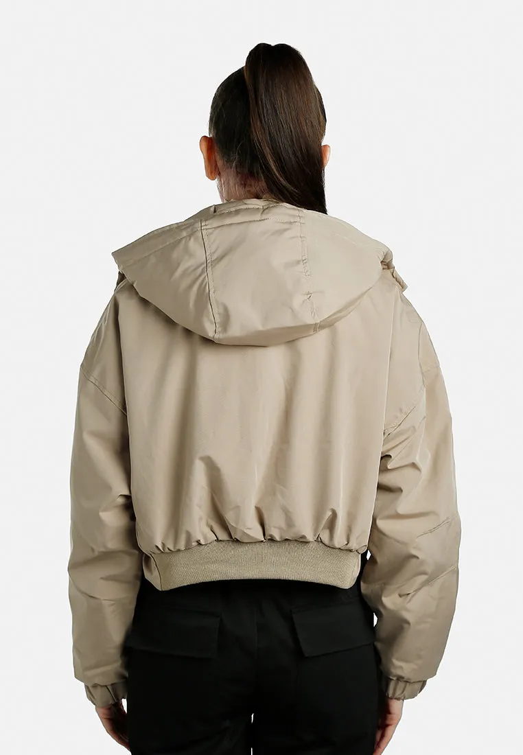 Drawstring Cropped Woven Jacket By RAG