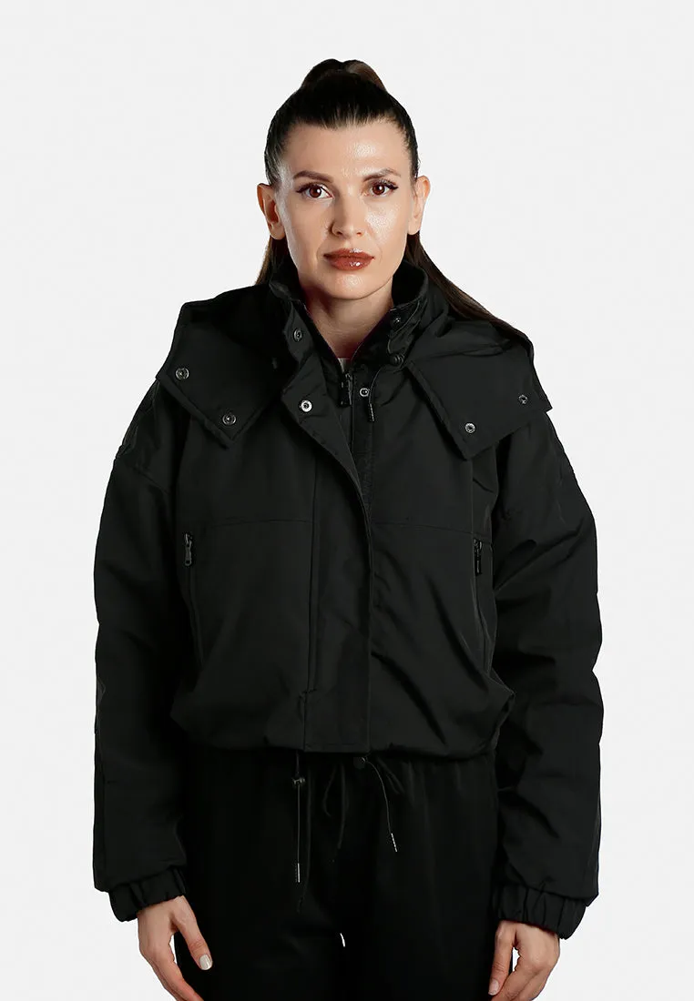Drawstring Cropped Woven Jacket By RAG