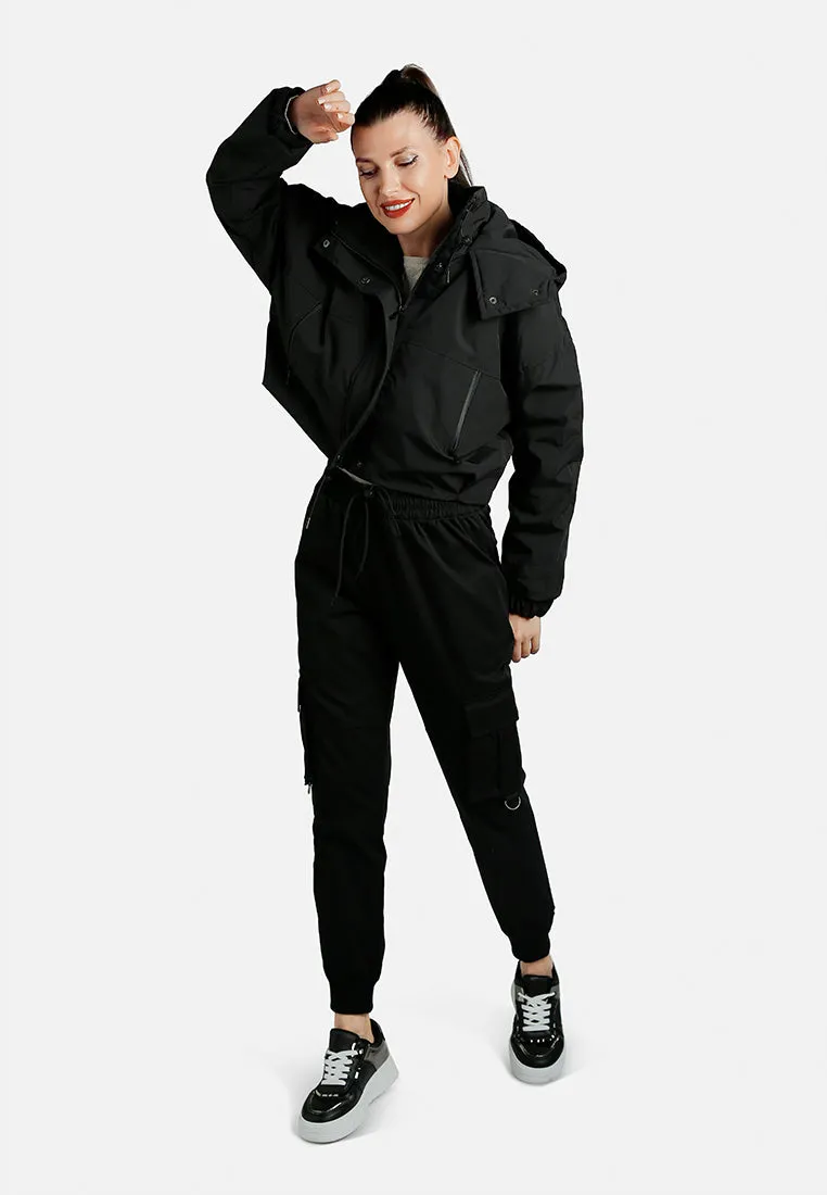 Drawstring Cropped Woven Jacket By RAG