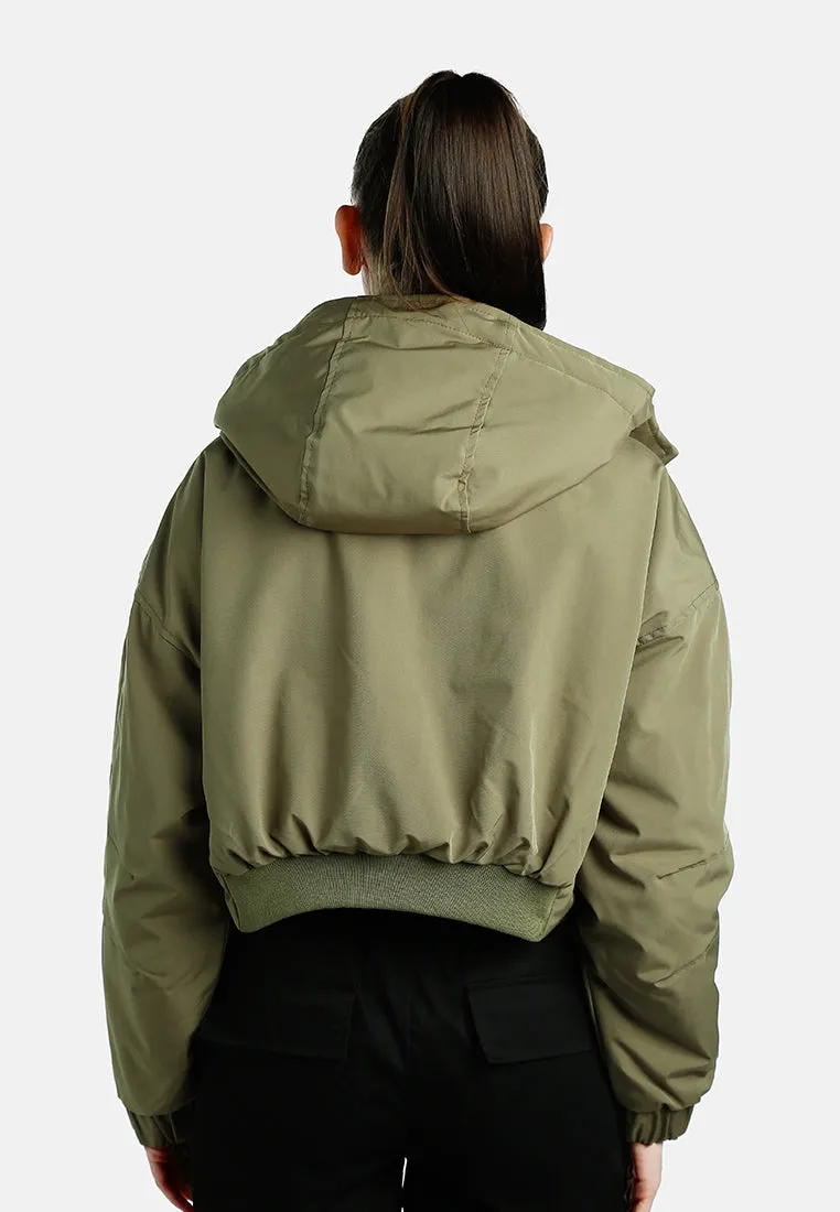 Drawstring Cropped Woven Jacket By RAG