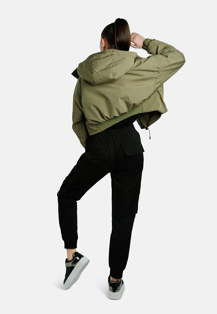Drawstring Cropped Woven Jacket By RAG
