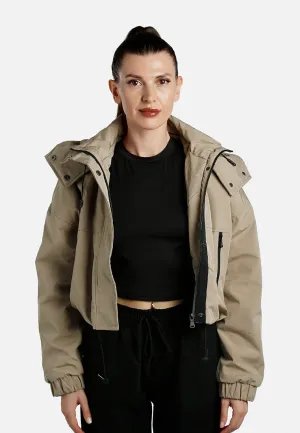 Drawstring Cropped Woven Jacket By RAG
