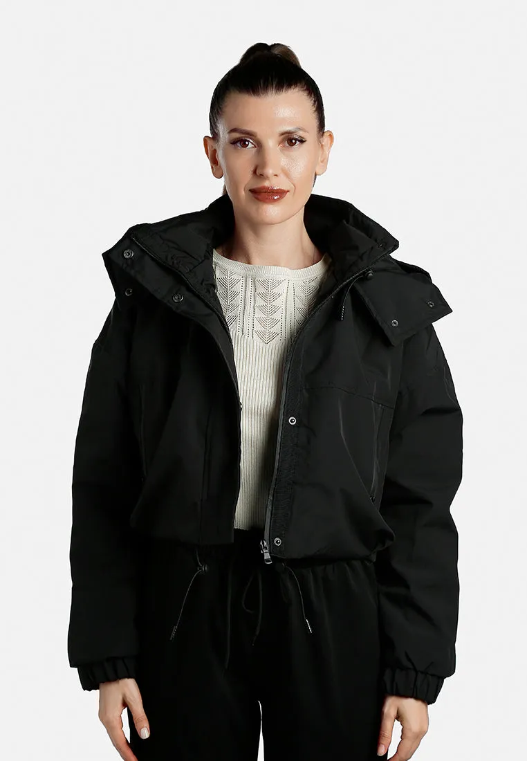 Drawstring Cropped Woven Jacket By RAG