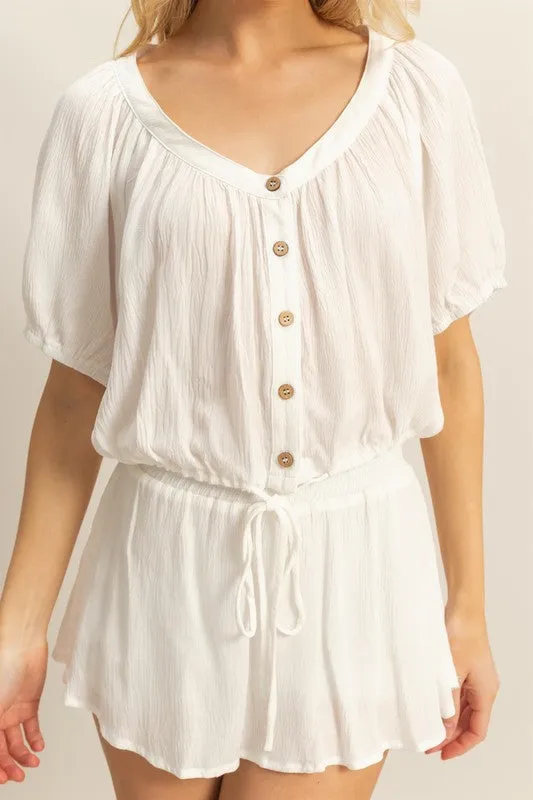Drawstring Hem Short Sleeve Top and Skort Set
