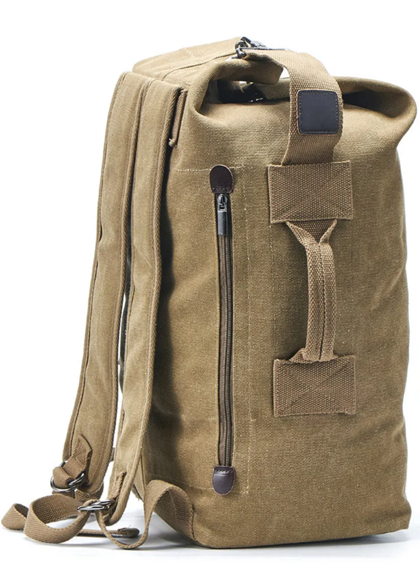 Duffel Canvas Backpack Top Load Travel Bag Hiking Handbag