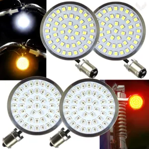Eagle Lights 2" Generation II Front and Rear LED Turn Signals Kit for Harley Davidson Motorcycles- Front 1157 / Rear 1156 / Rear LEDs Red