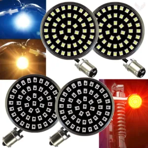 Eagle Lights Midnight Edition Front and Rear LED Turn Signals Kit for Harley Davidson Motorcycles - 1157 Front / 1156 Red Rear