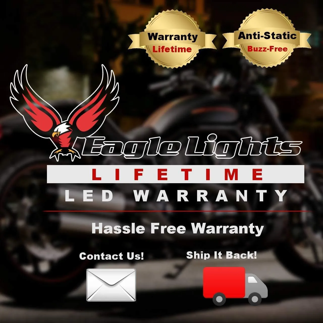 Eagle Lights Midnight Edition Front and Rear LED Turn Signals Kit for Harley Davidson Motorcycles - 1157 Front / 1156 Red Rear