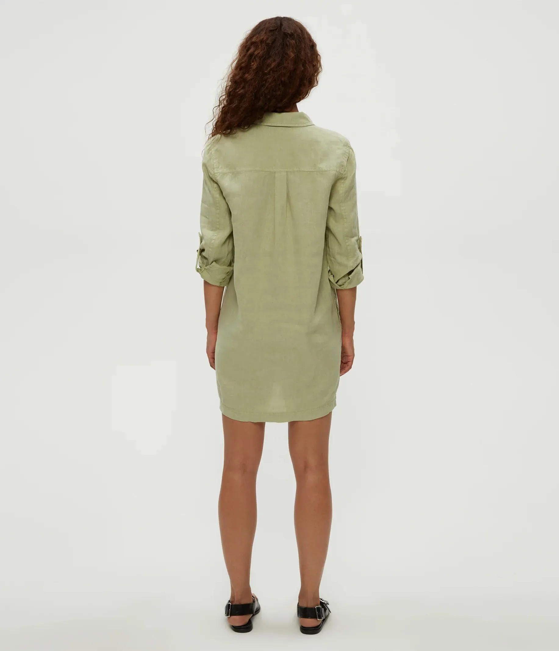 Eleanor Linen Shirt Dress - Sage