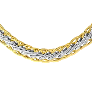 Estate 14k Yellow and White Gold Woven Link Necklace