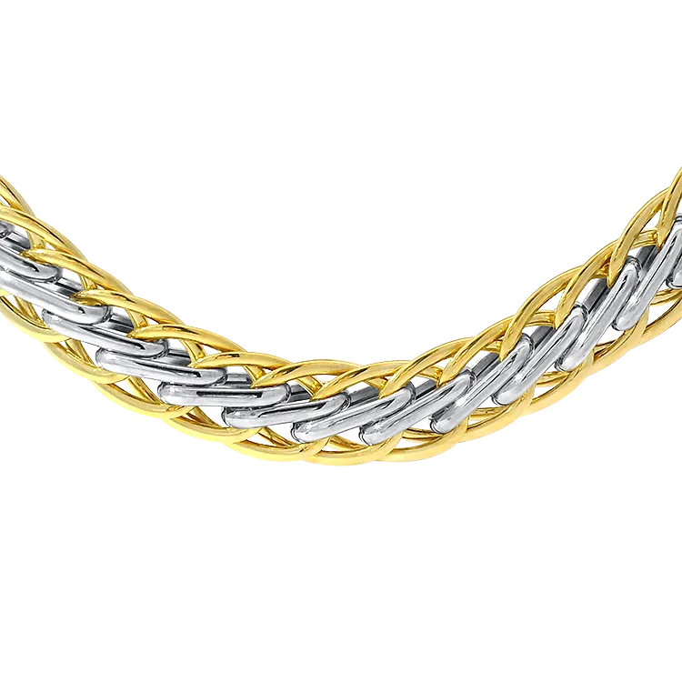 Estate 14k Yellow and White Gold Woven Link Necklace