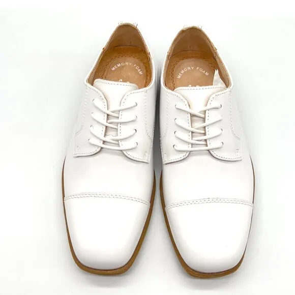 Florsheim Kids Boys Size 1M Reveal CP White Leather Oxfords Dress Shoes