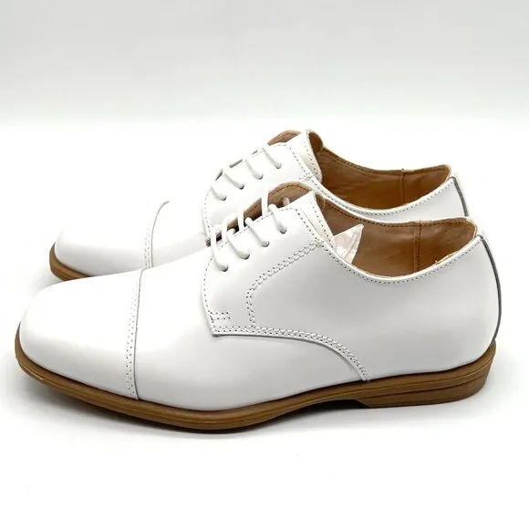 Florsheim Kids Boys Size 1M Reveal CP White Leather Oxfords Dress Shoes