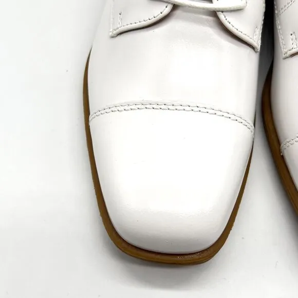 Florsheim Kids Boys Size 1M Reveal CP White Leather Oxfords Dress Shoes