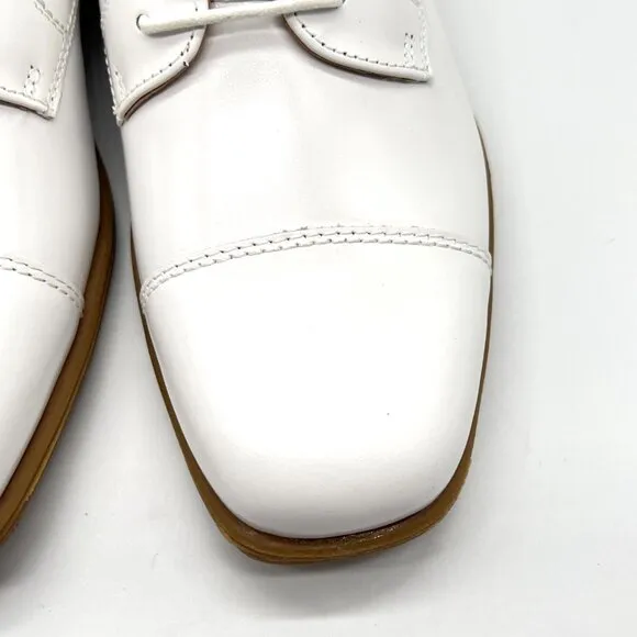Florsheim Kids Boys Size 1M Reveal CP White Leather Oxfords Dress Shoes