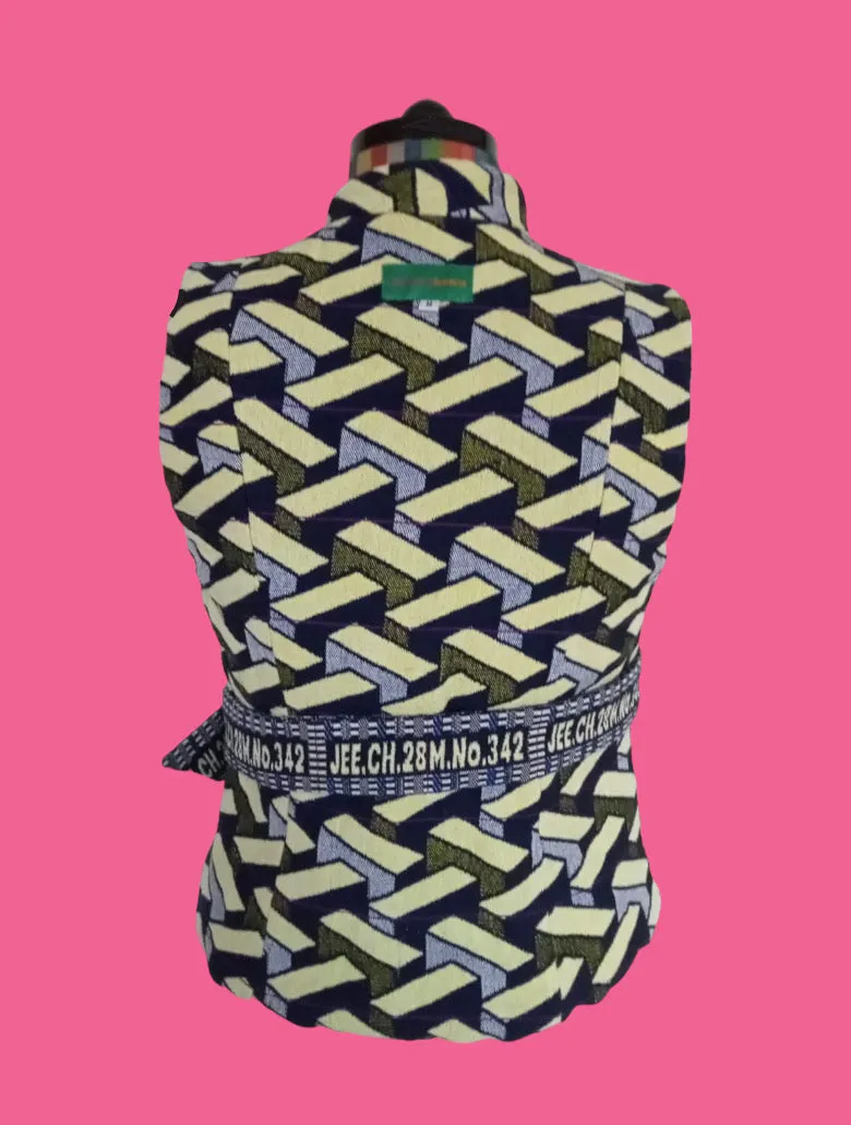 Geometric Hand woven Cotton Reversible Vest