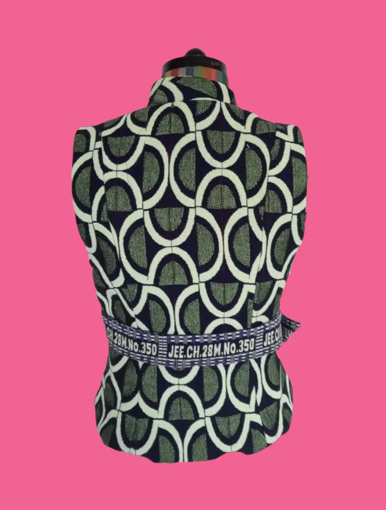 Geometric Hand woven Cotton Reversible Vest