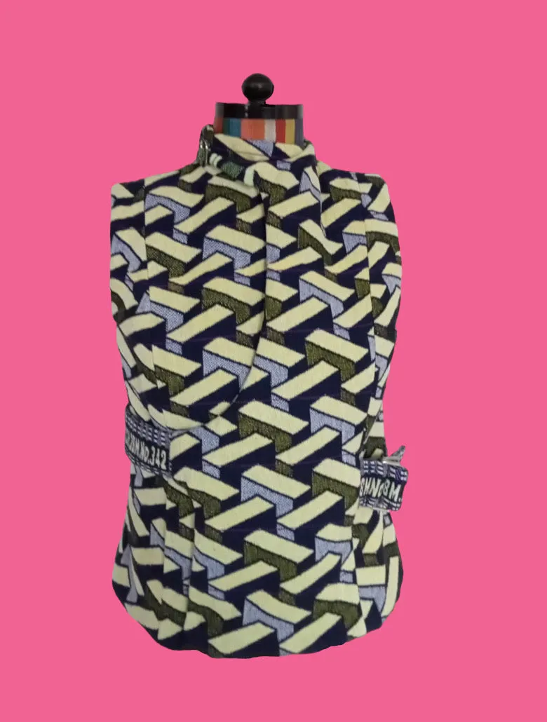 Geometric Hand woven Cotton Reversible Vest