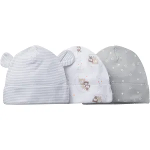 Gerber Newborn Baby Unisex Assorted Caps, 3-Pack