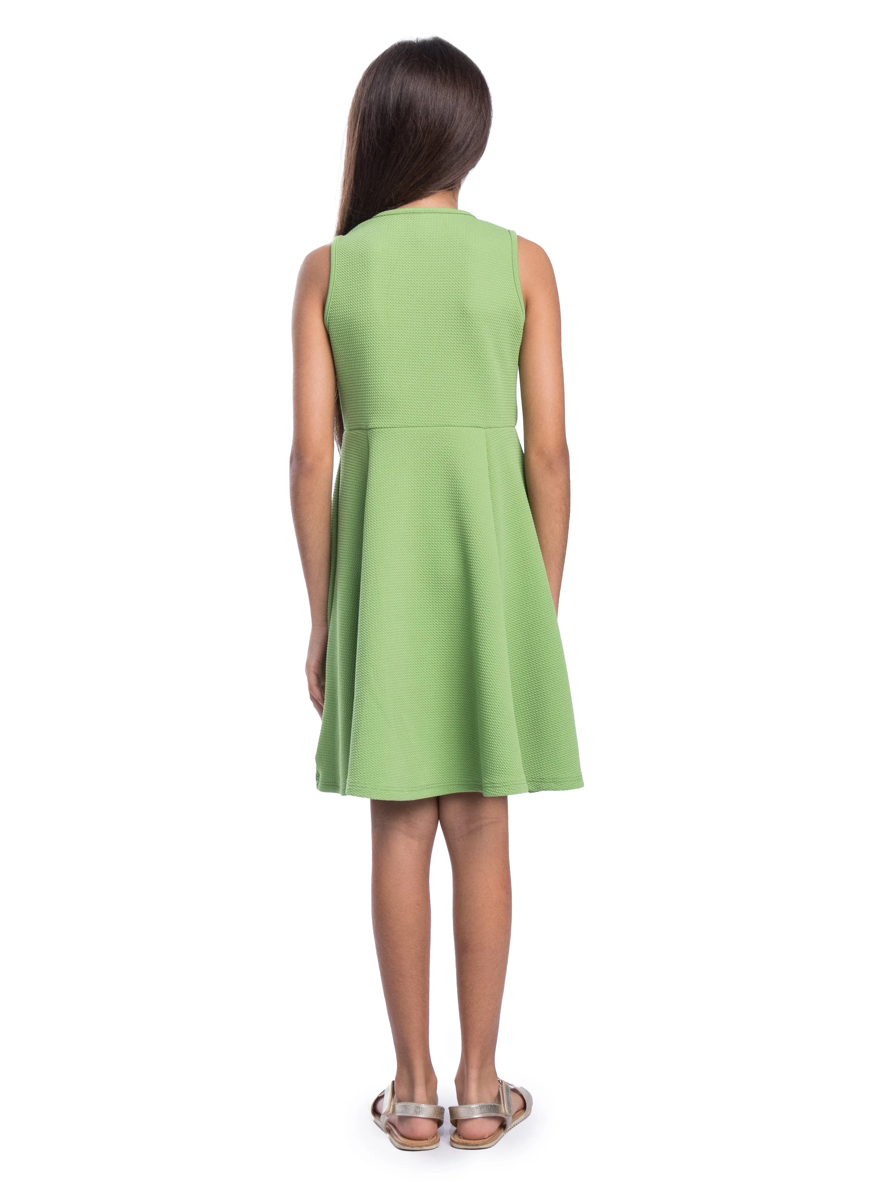 Girls Sleeveless Knee Length Fit and Flare Dress