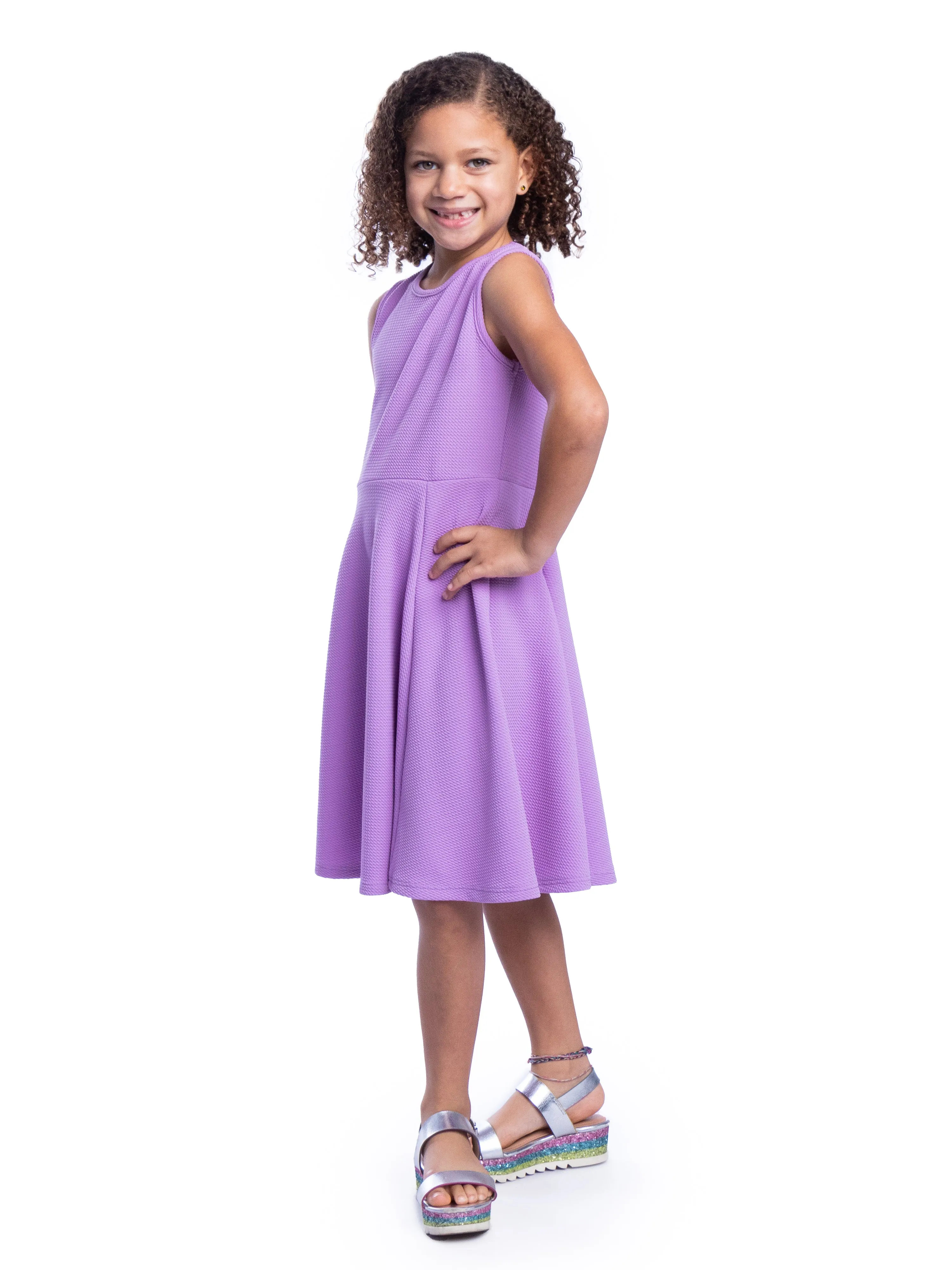Girls Sleeveless Knee Length Fit and Flare Dress